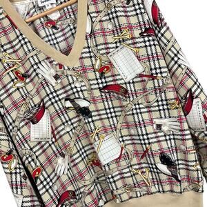 Vintage POPOVITCH GOLF x TEE TIME‎ Women's XL Retro All Over V-Neck USA Pullover